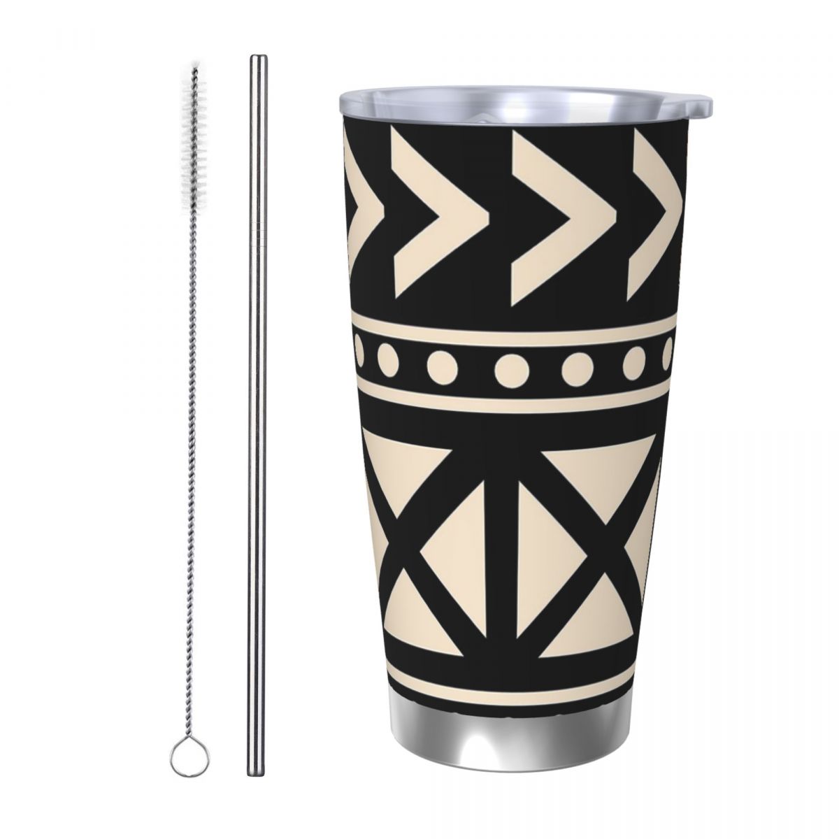 Tumbler 20Oz White - Tissu de boue africain noir et